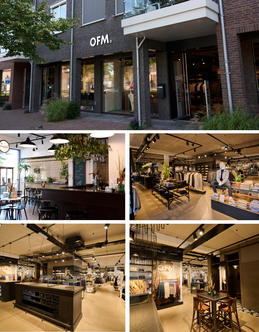 Collage van verschillende foto's van OFM. Reusel. Zowel buiten- als binnenkant.