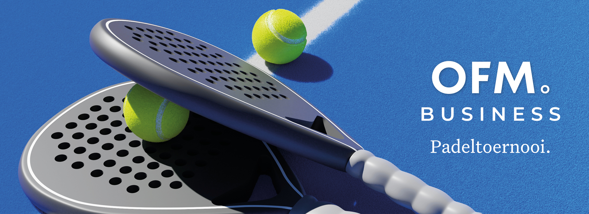 OFM. Businessclub Padeltoernooi, padelracket met ballen