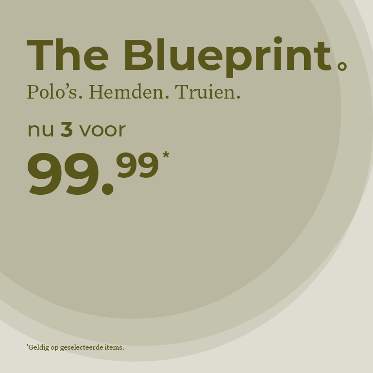 Ad for "The Blueprint" offering polo shirts, shirts, and sweaters. "Now 3 for 99.99" with a note on selected items.
