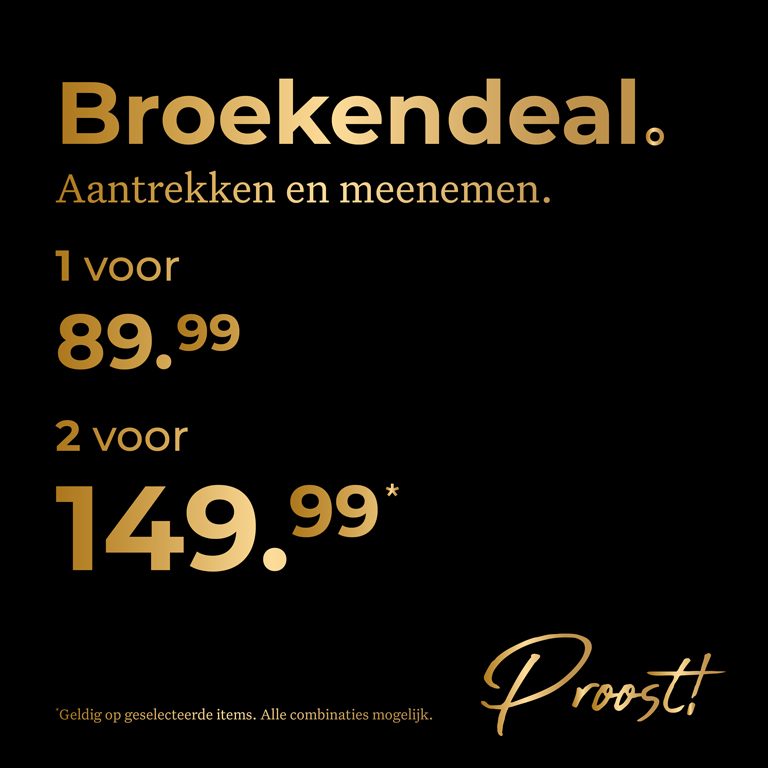 Actiecommunicatie 2 broeken voor 149,99