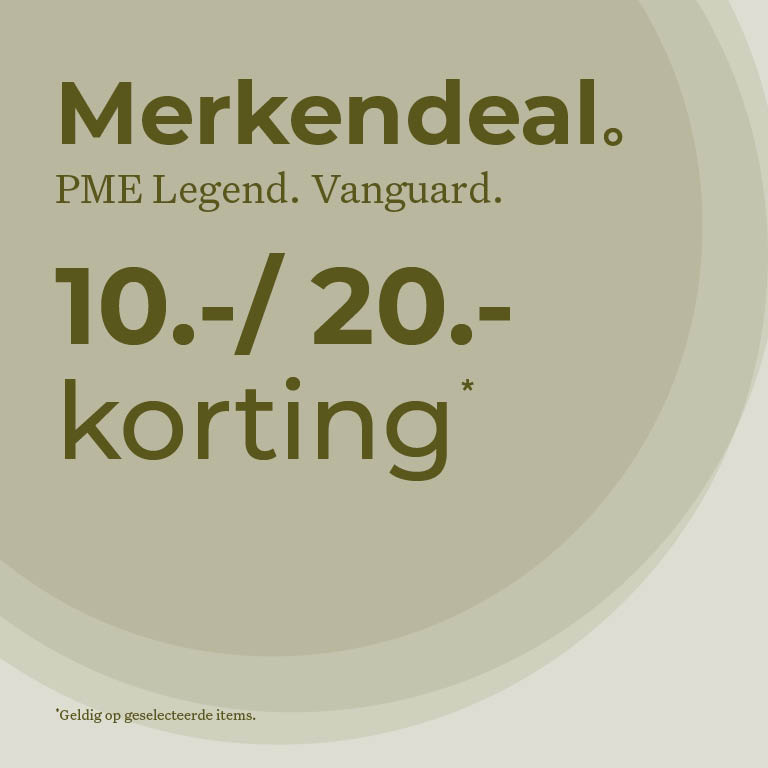 Promotional poster offering €10 or €20 discounts on PME Legend and Vanguard items, valid on selected products.