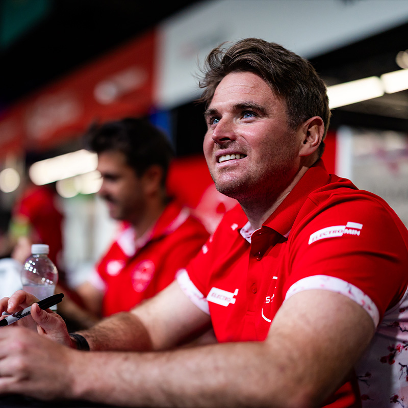 Oliver Rowland at the Formula E autograph session
