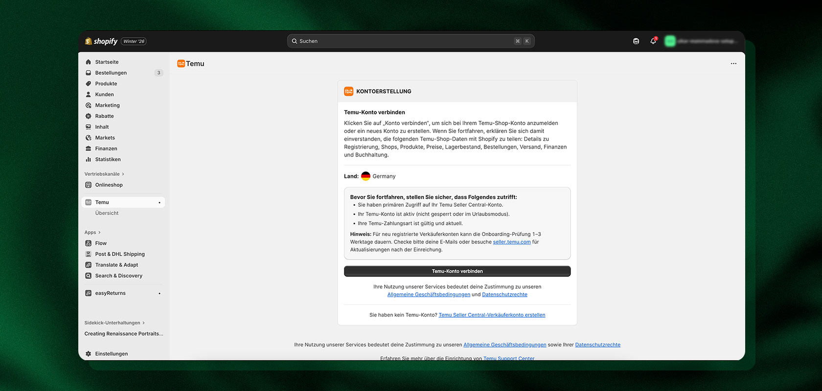 temu kontoerstellung