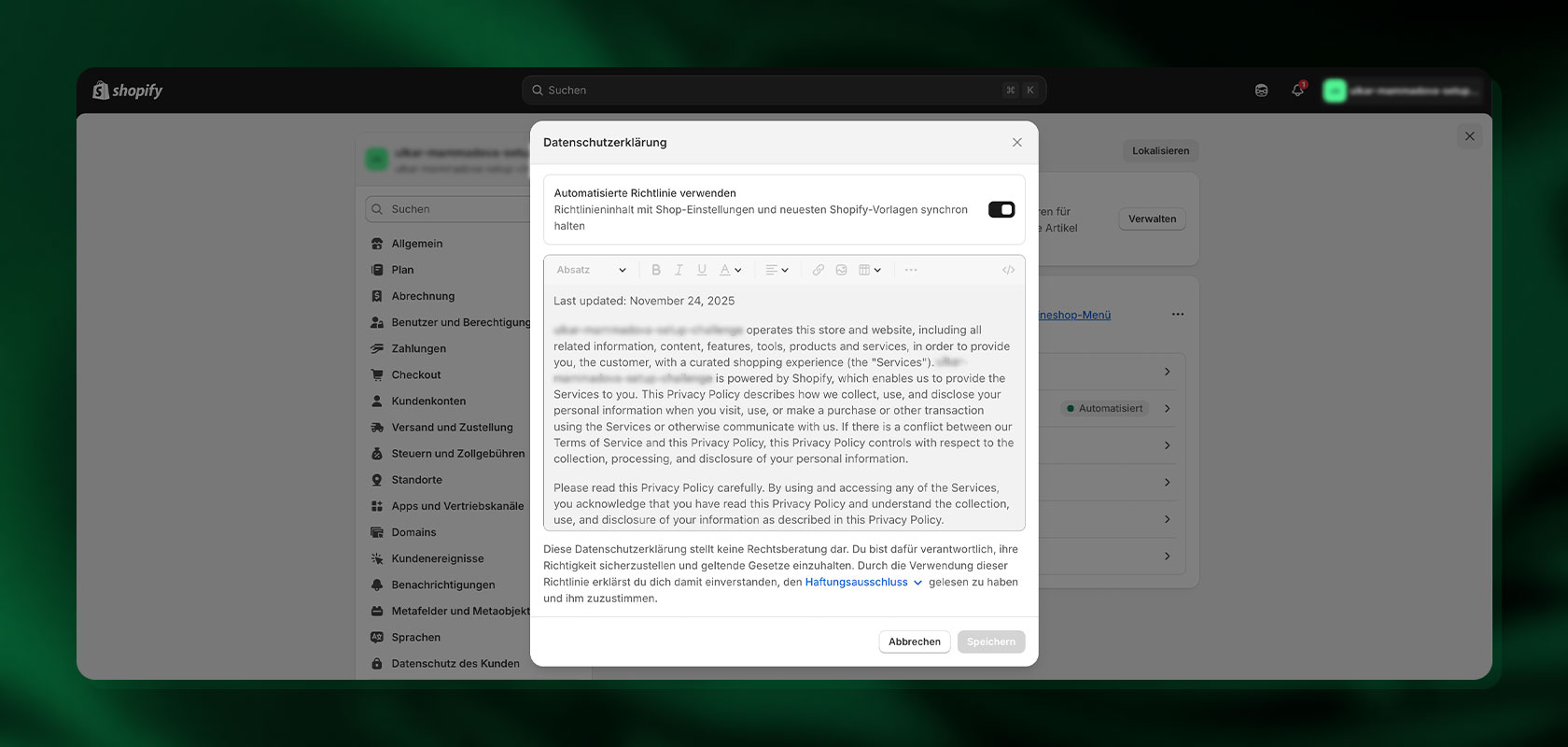 Shopify Datenschutzerklaerung