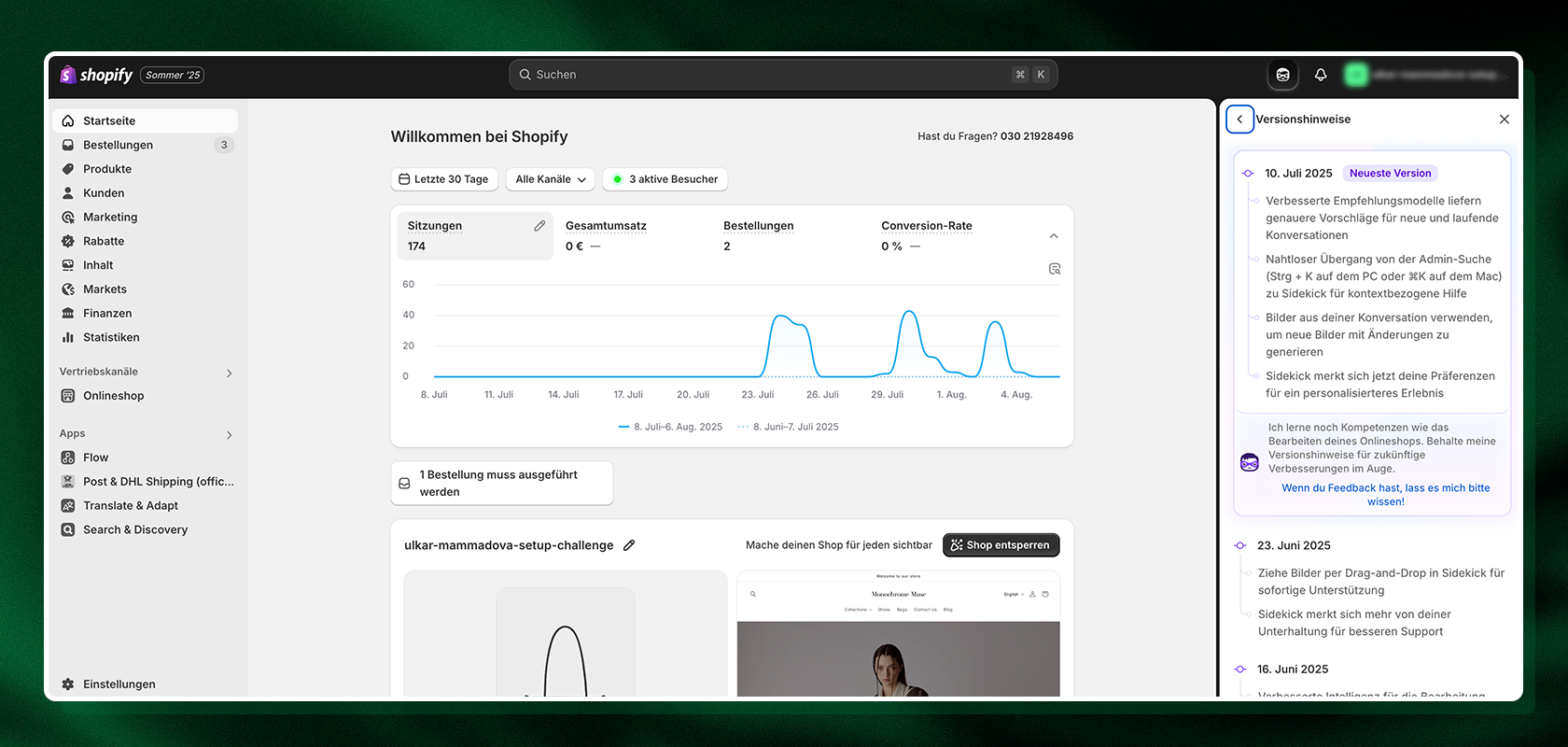 Ein Screenshot zeigt shopify-magic