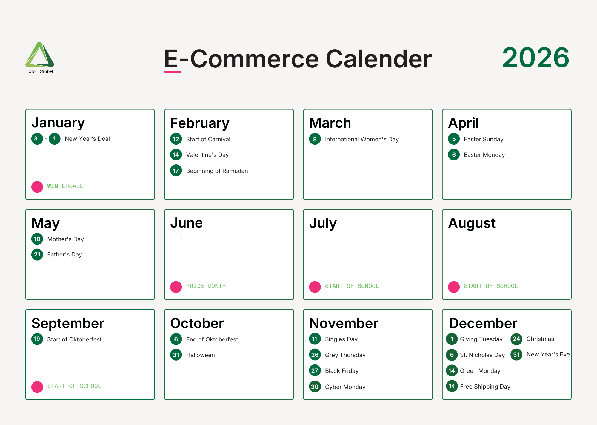 E-Commerce calender
