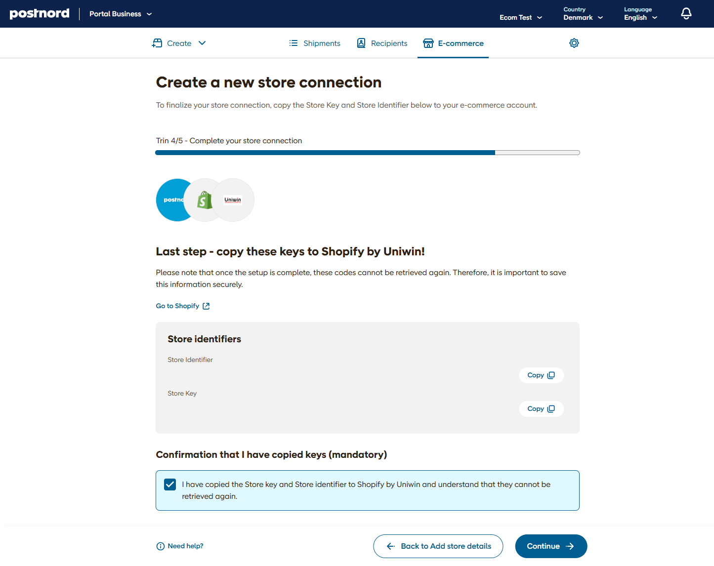 Complete-store-connection-Key-identifier