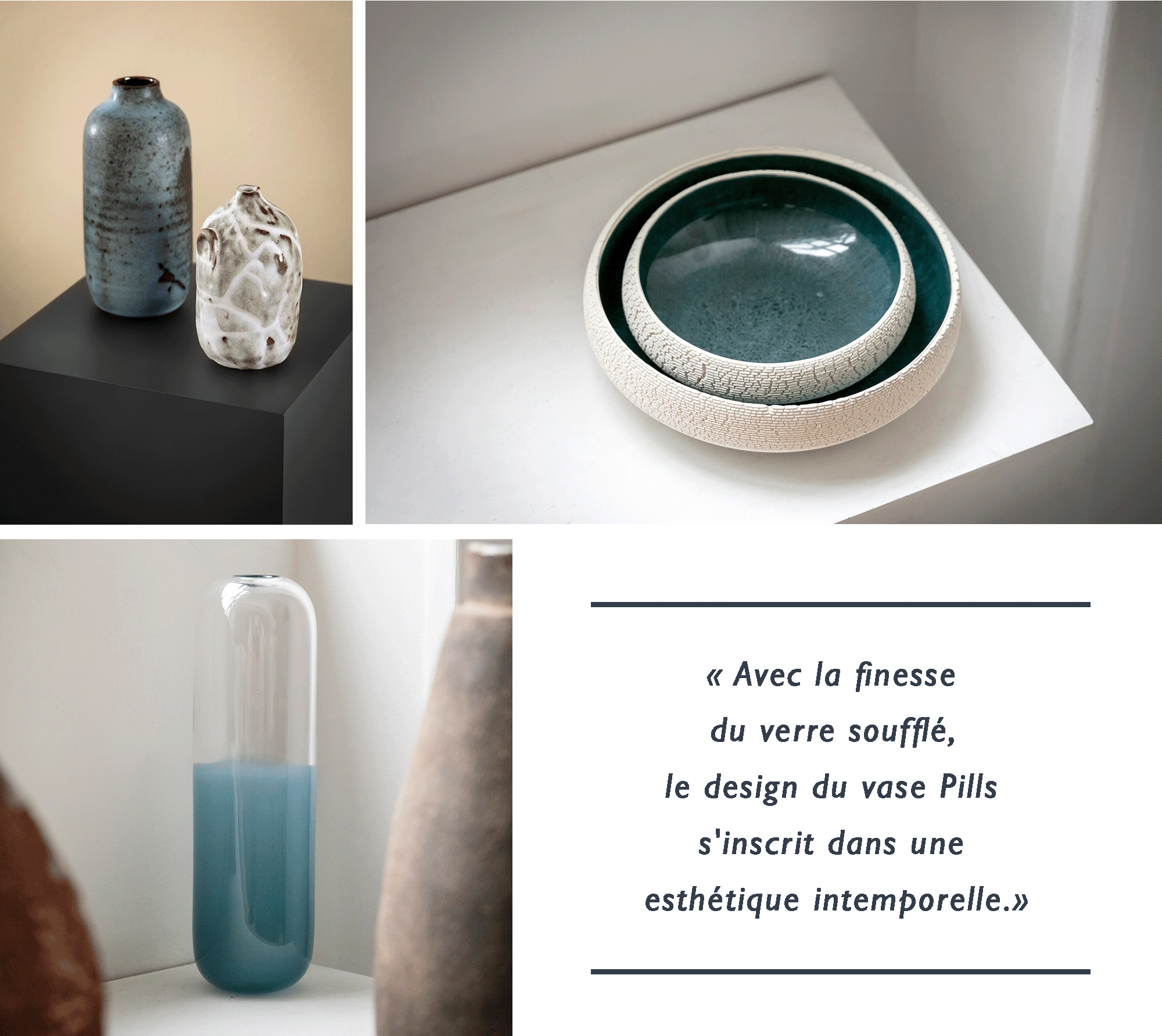 Avec la finesse du verre soufflé, le design du vase Pills s'inscrit dans une esthétique intemporelle.