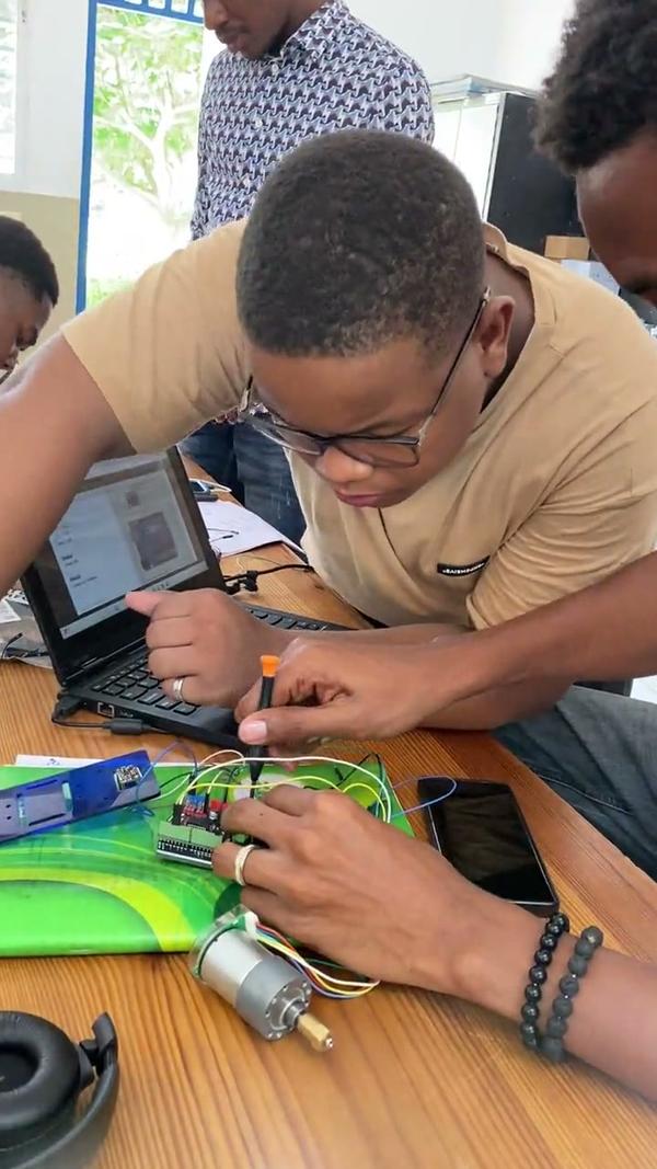 Photo from the update: 47 more students join GEAR Lab in August, taking us to 61 in Haiti