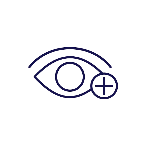 Icon von einem Auge mit einem Plus