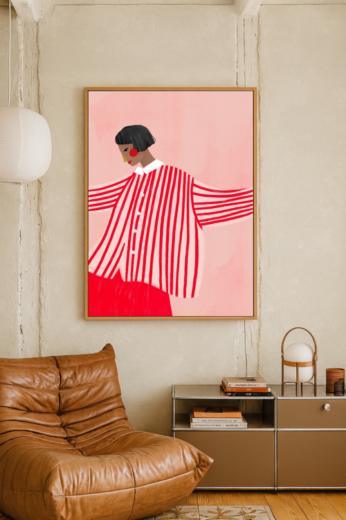 The woman with the red skirt