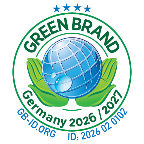 Logo von Green Brand, Hände halten eine Weltkugel