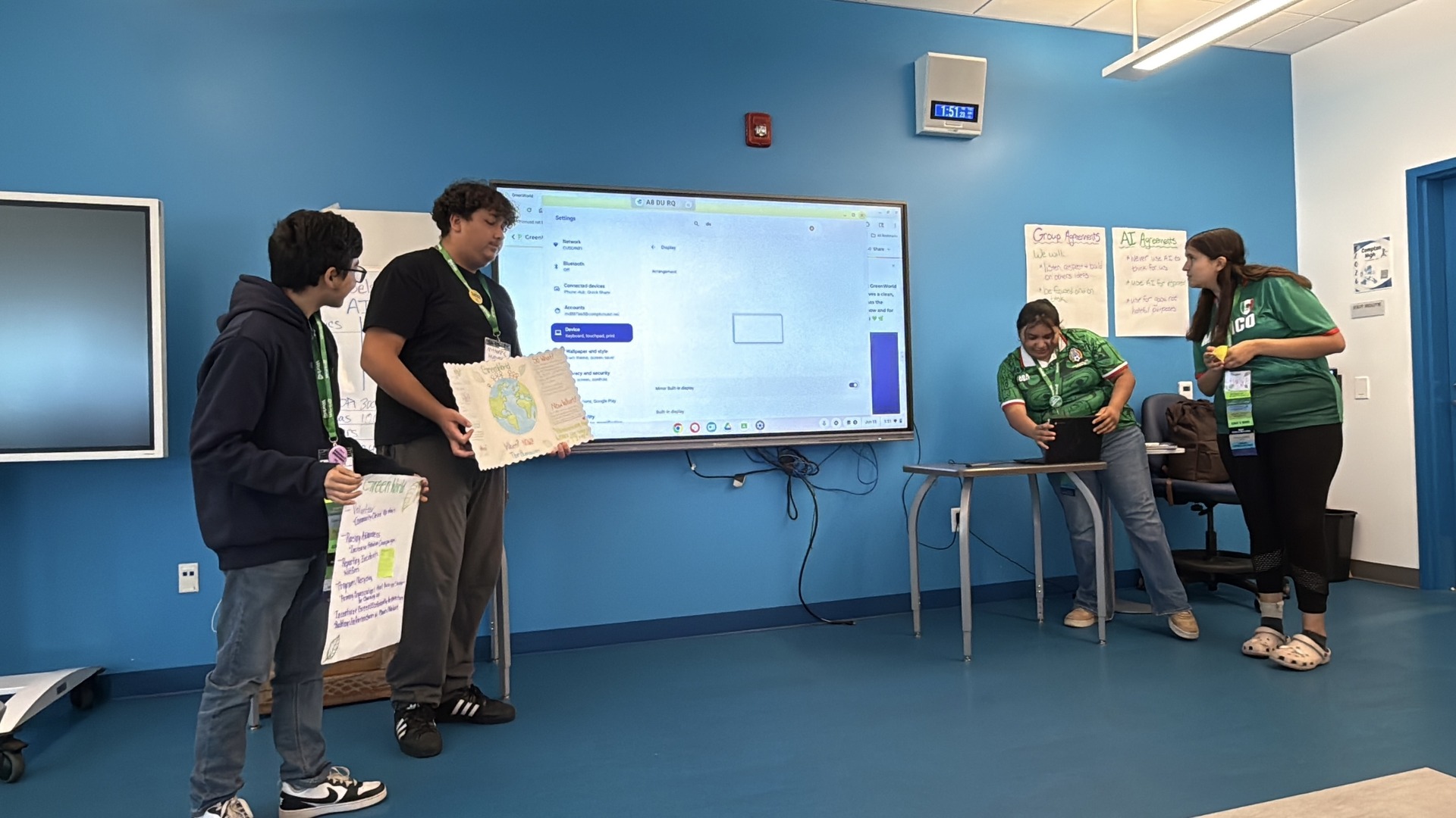 Students doing a presentation in front of class