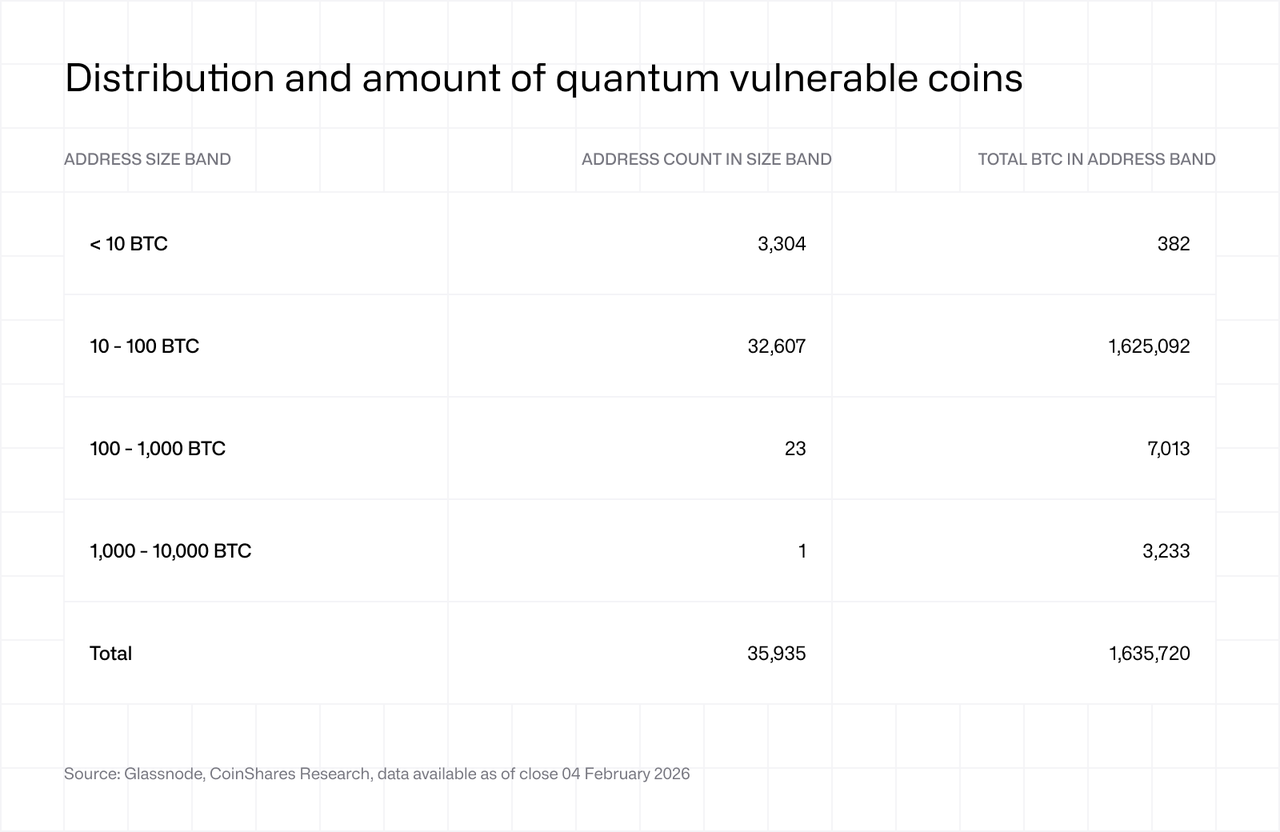 Distribution and amount of quantum vulnerable coins