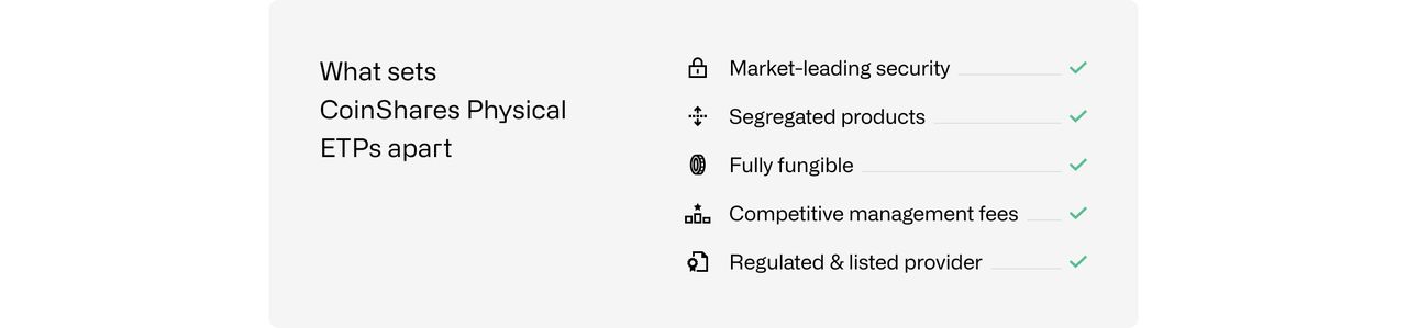 What sets CoinShares Physical ETPs apart What sets CoinShares Physical ETPs apart