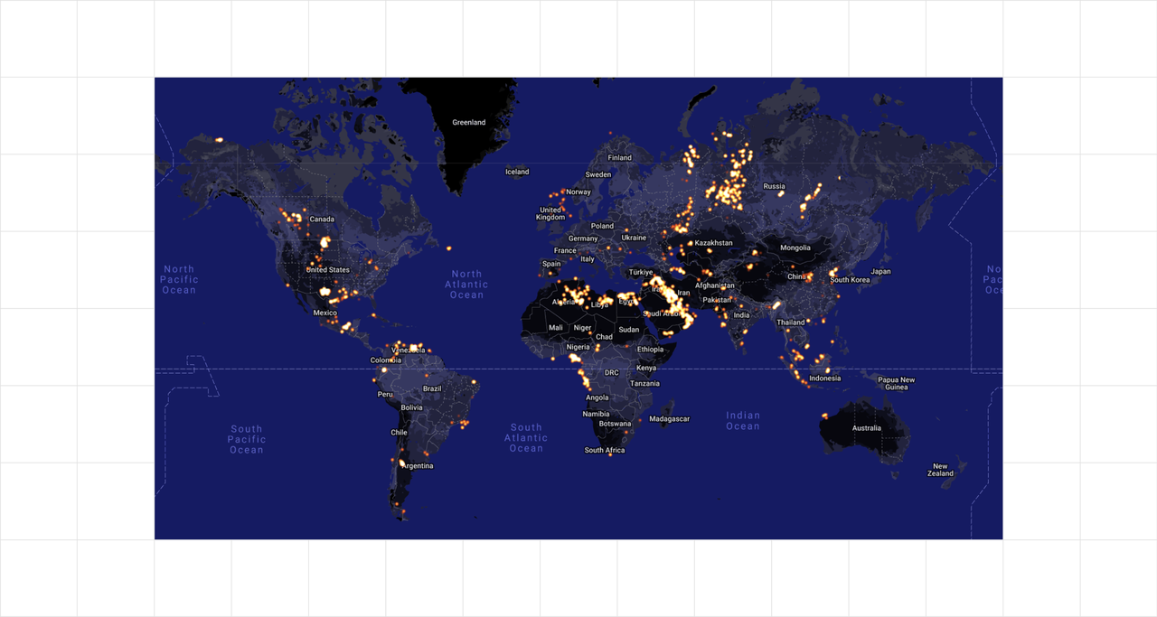 Gas flaring map