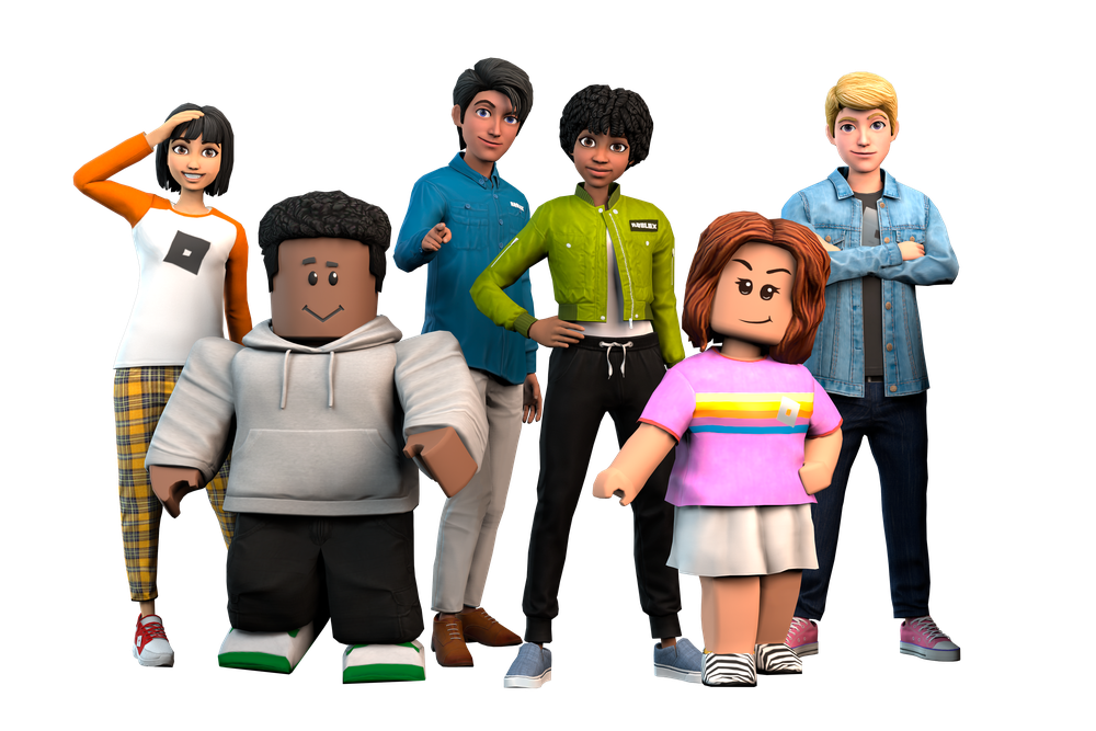 Several different avatars that appear on Roblox