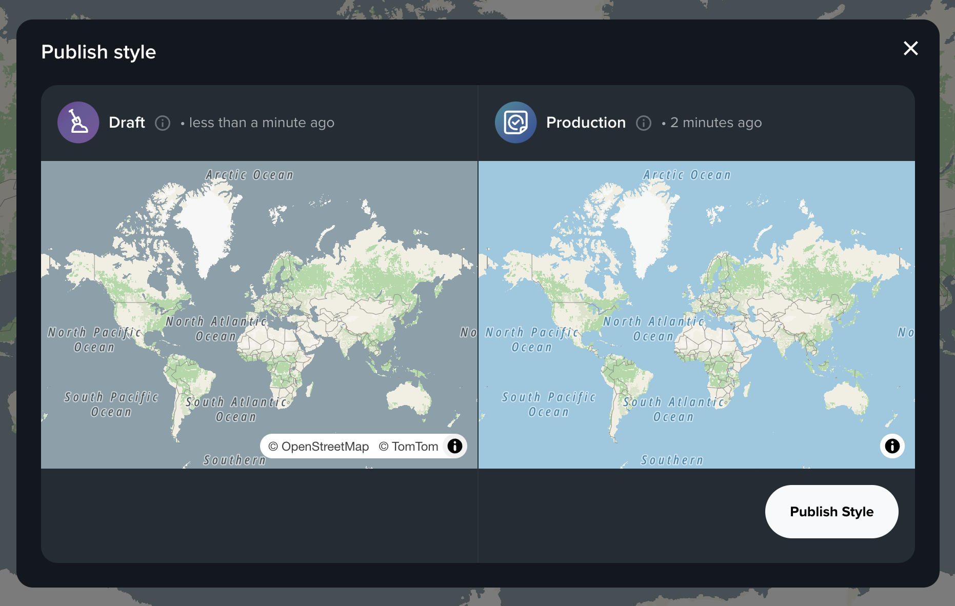 Mapmaker selection interface