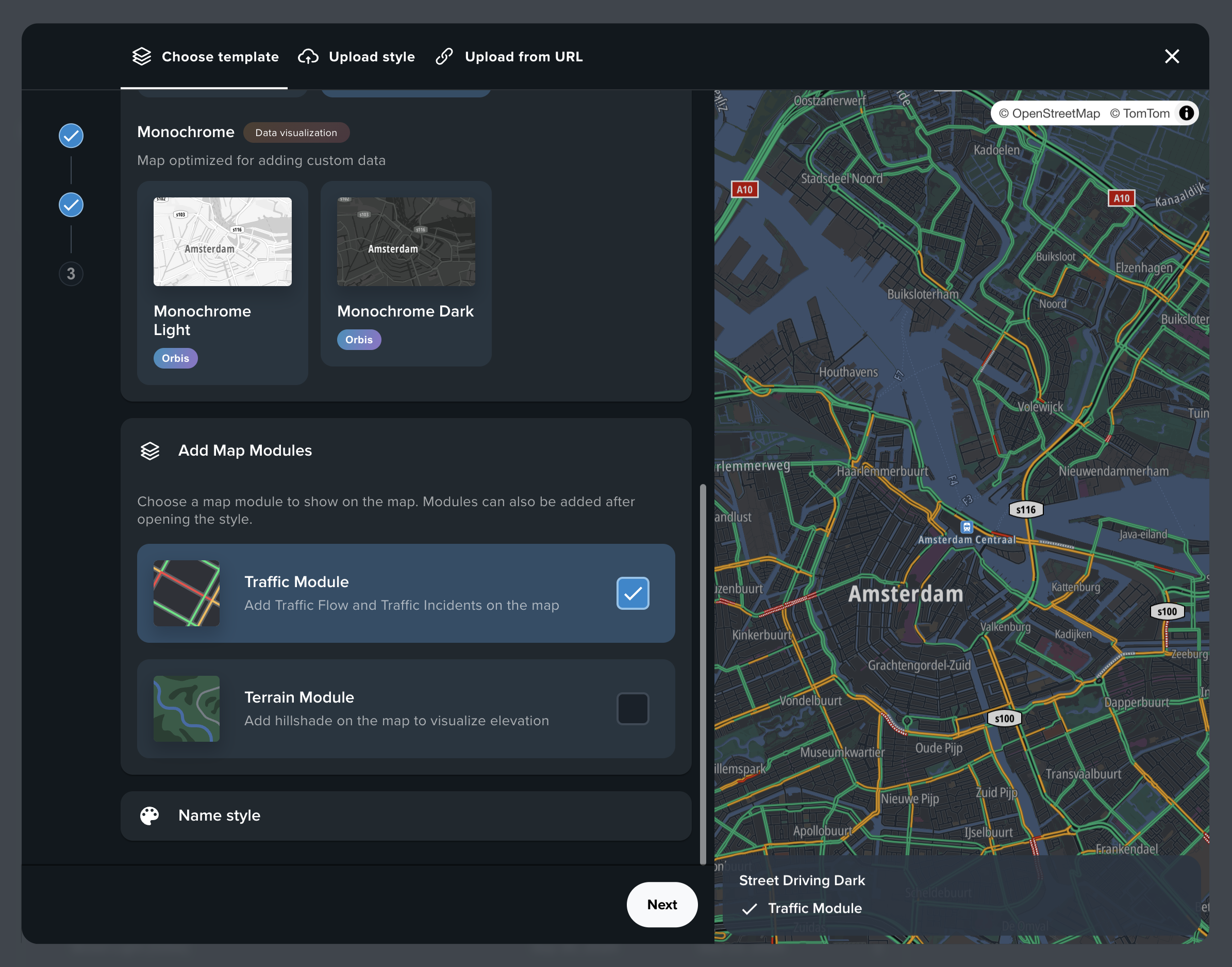 Mapmaker selection interface