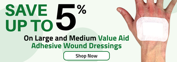 Up to 5% off large and medium Value Aid Adhesive Wound Dressings!