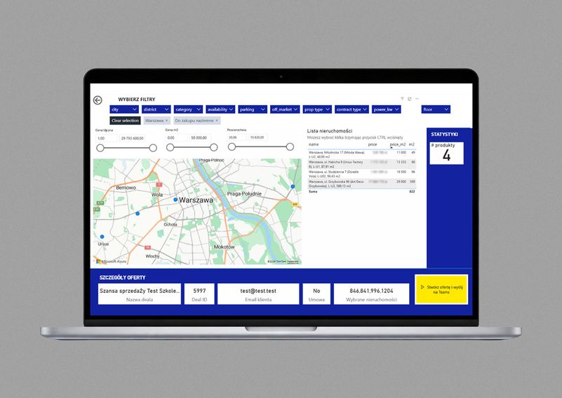 PipeDrive z Power BI — widok agenta podczas generowania oferty