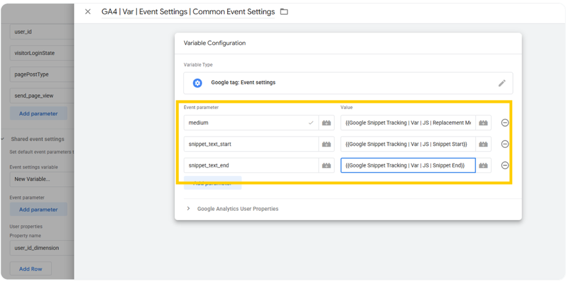 GA4 | Var | Event Settings | Common Event Settings