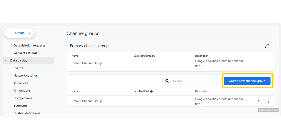 GA4-Create new channel group