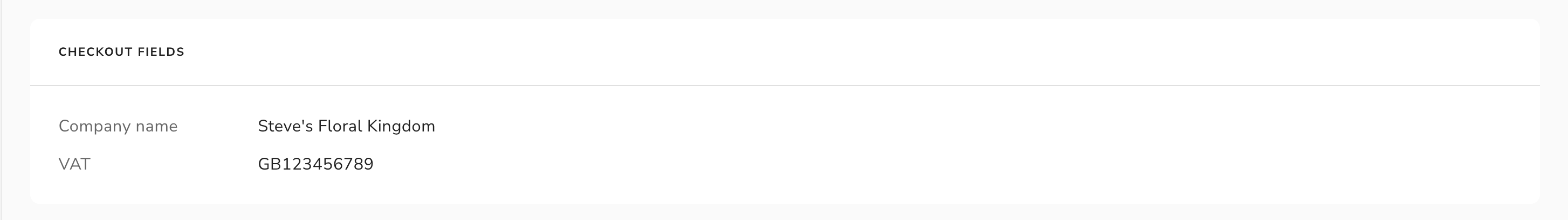 the Checkout fields section on the charge details page