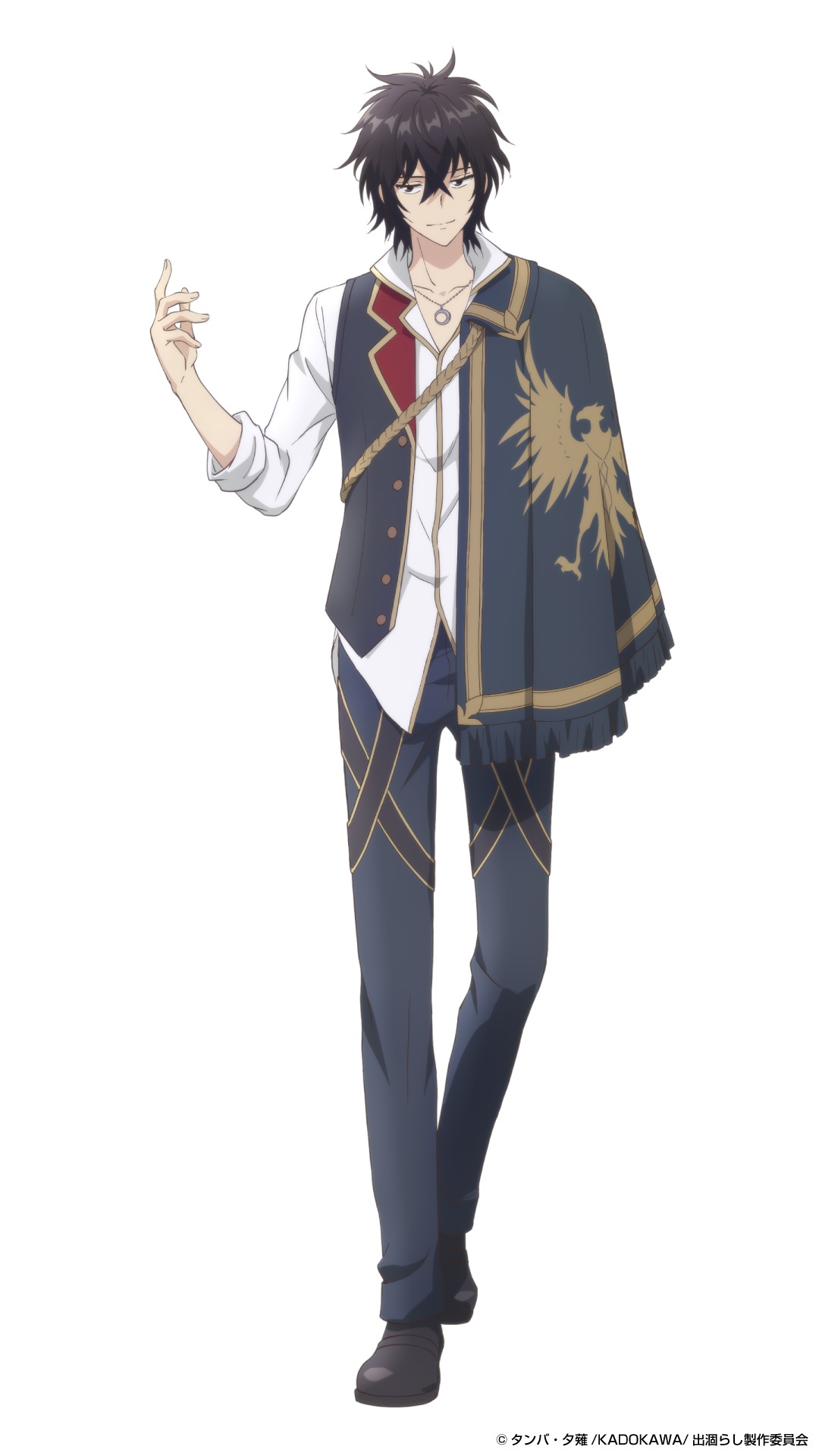 Character art of Arnold Lakes Adler from the upcoming The Insipid Prince's Furtive Grab for The Throne. Arnold is a slender young man with wild, dark hair and dark eyes. He wears the clothing of an aristocrat and affects a slovenly demeanor.