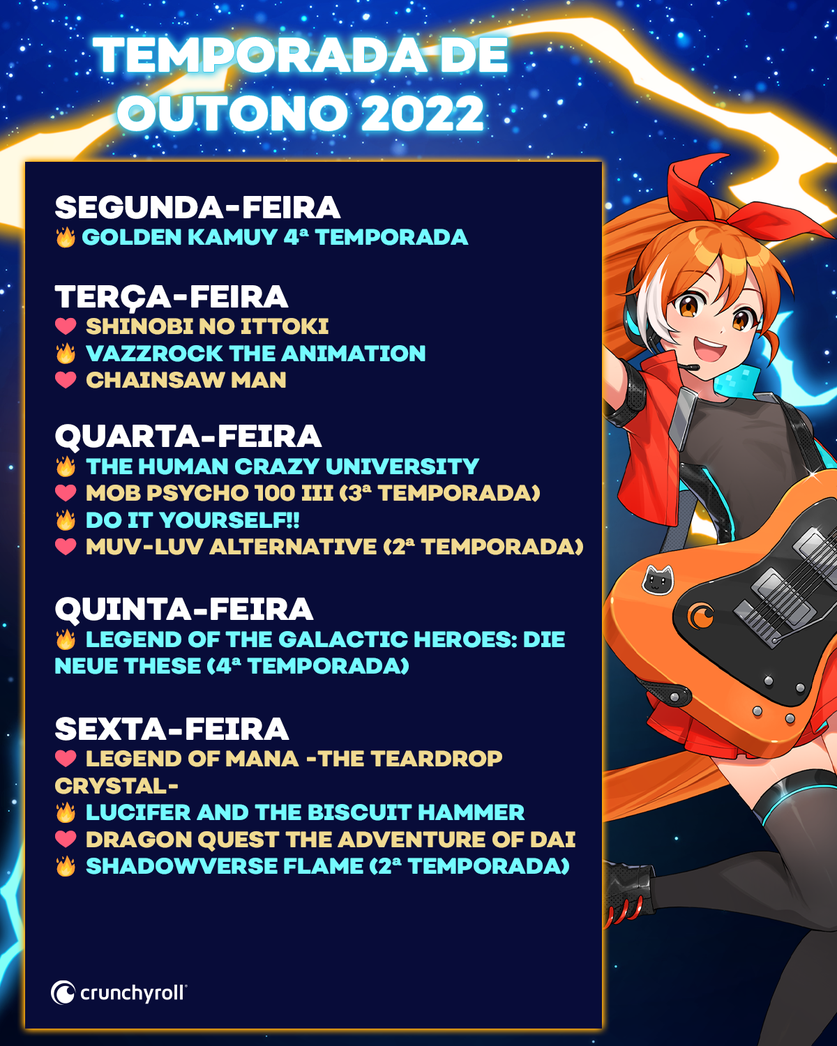 ESPECIAL: Não perca os animes da Temporada de Outono com a nossa agenda  semanal de exibição - Crunchyroll Notícias