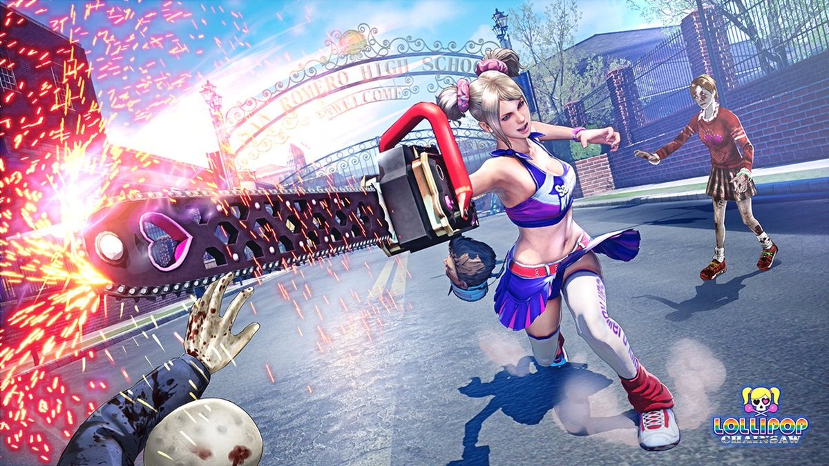 Caçando zumbis com motosserra e muita purpurina! Jogo Lollipop
