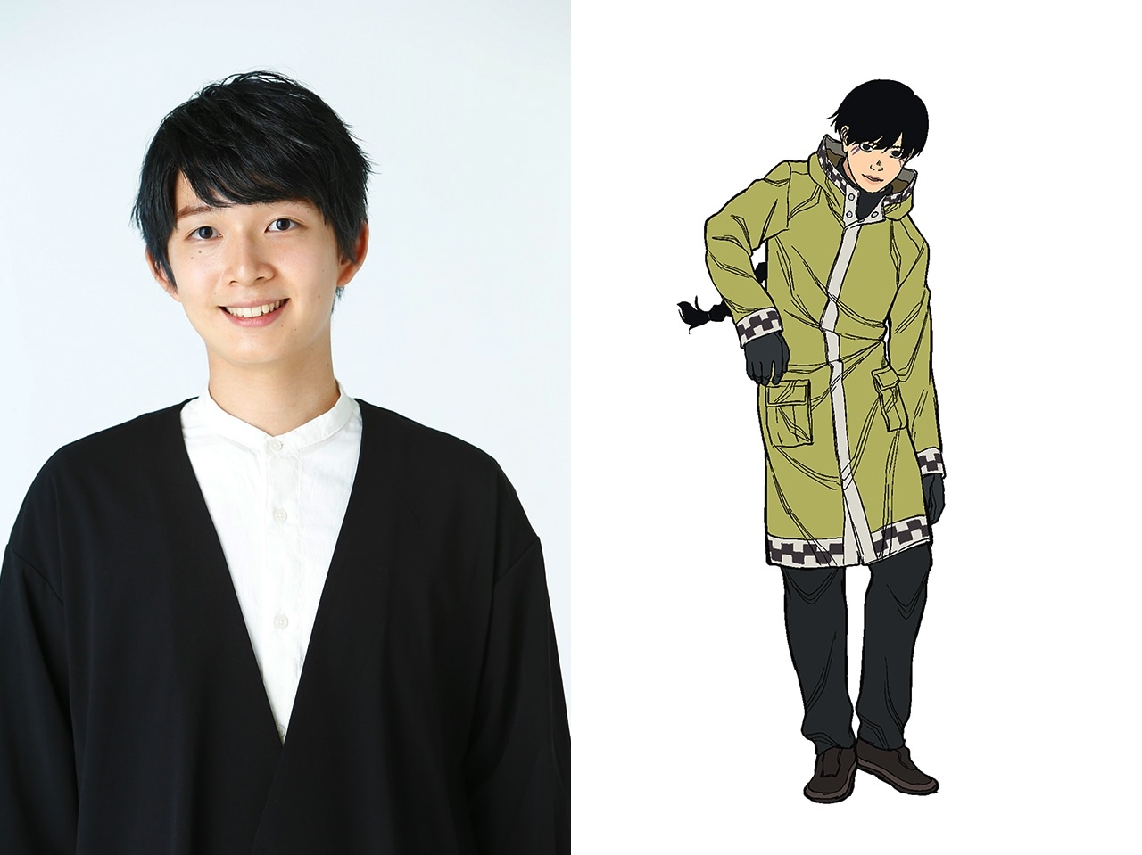 A promotional image of voice actor Shuichiro Umeda and his character, Nagao Taketo Jun, from the upcoming Nippon Sangoku TV anime.