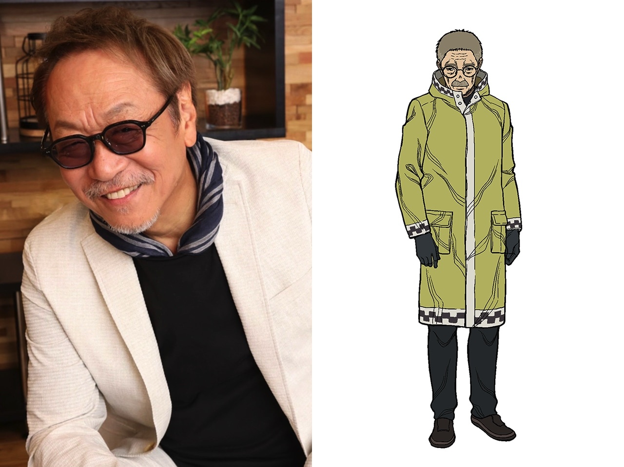 A promotional image of voice actor Kenyu Horiuchi and his character, Hei Miyakichi, from the upcoming Nippon Sangoku TV anime.