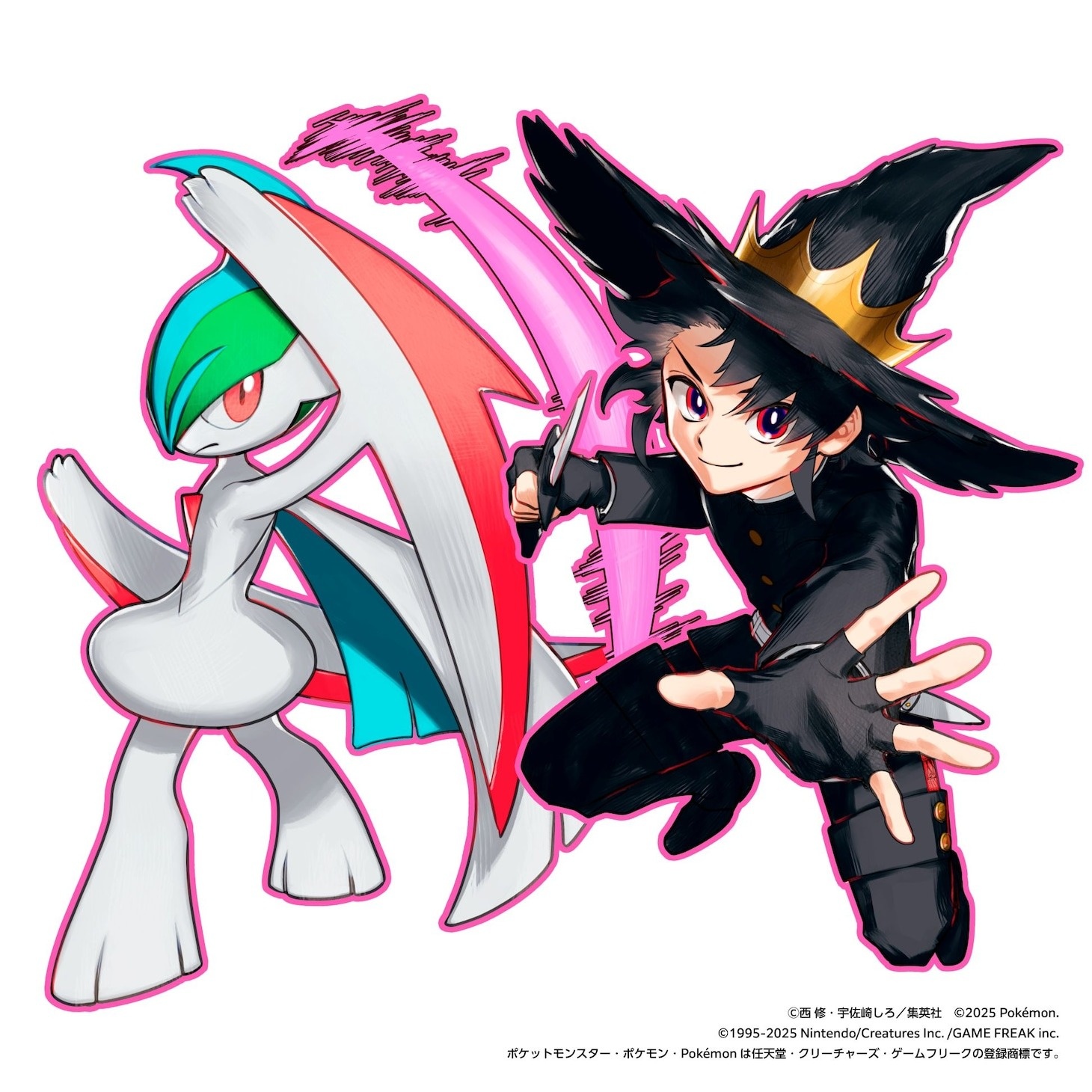A collab illustration by Ichi the Witch manga author Osamu Nishi featuring Ichi and Mega Gallade for the Weekly Shonen Jump x Pokémon campaign.