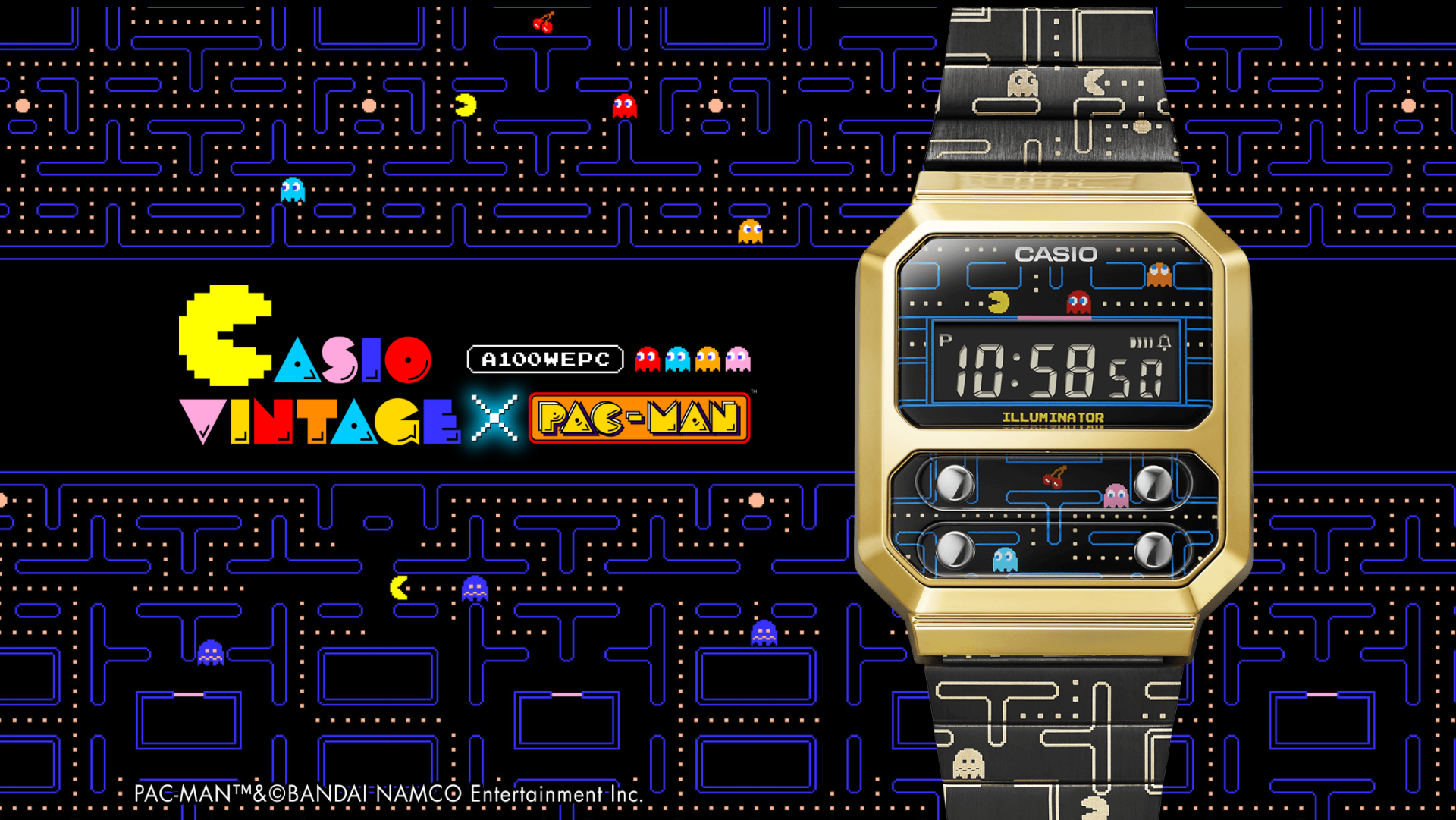 Casio And Bandai Namco Collab for Casio Vintage x Pac Man