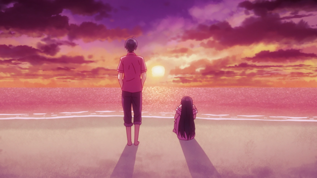 Romantic Couple on the Beach Sunset Anime