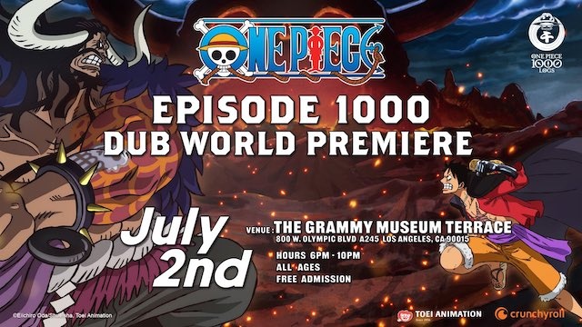 One Piece: 1000º episódio será exibido na Crunchyroll no sábado