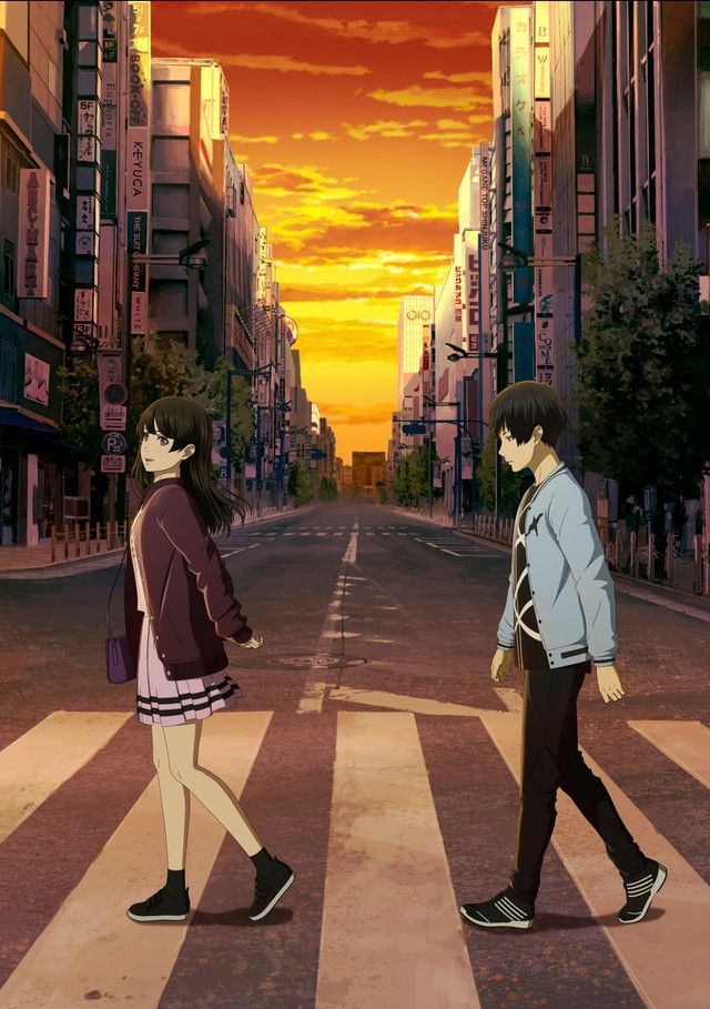 anime couples walking together