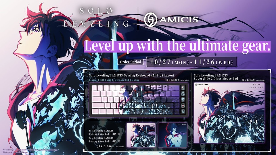 Solo Leveling x AMICIS Collab Launches with Gaming Keyboard, Mouse Pads