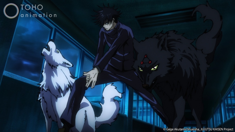 ميغومي يستدعي كلاب الشيطان في الحلقة 1 من JUJUTSU KAISEN