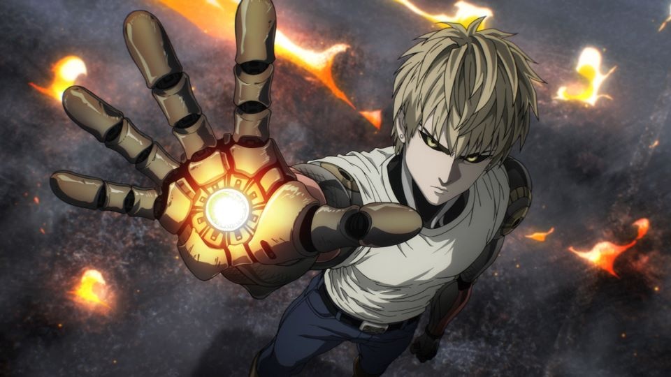 Captura de pantalla del episodio 2 de la temporada 1 del anime One-Punch Man con Genos