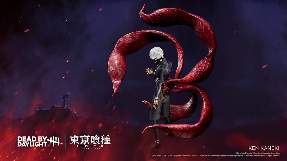 imagem: Kaneki, protagonista de Tokyo Ghoul, usando sua kagune em ilustração do jogo Dead by Daylight.