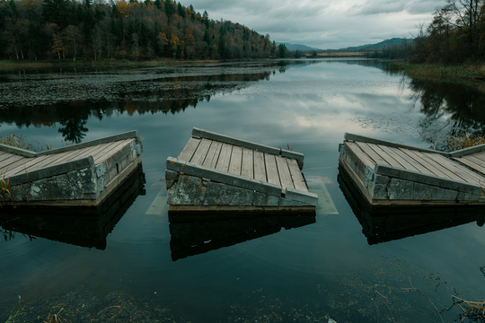 Photography of a bridge which is constructed from components in wrong order which makes it impossible to cross