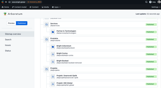 Screenshot Contentful and Arboretum
