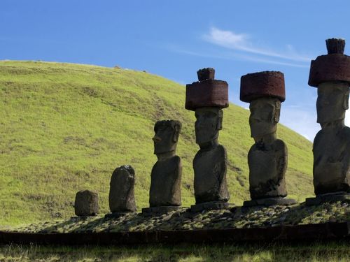 Stone heads on Rapa Nui Island