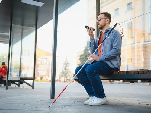 Blind man with cane