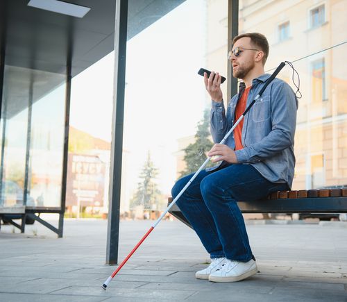 Blind man with cane