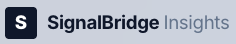 Logo with a dark square featuring a white "S" next to the text "SignalBridge Insights" on a light gray background.