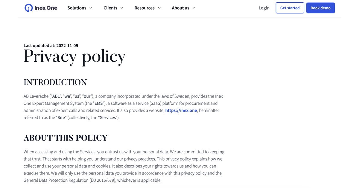 Privacy Policy | Inex One