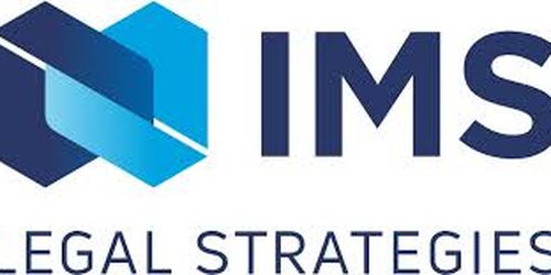 Logo of IMS Legal Strategies with stylized blue geometric shapes and bold navy text.